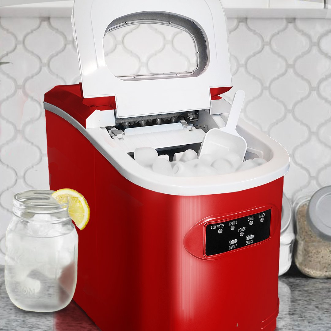 Whynter Compact Portable Ice Maker 27 lb capacity – Metallic Red IMC-270MR