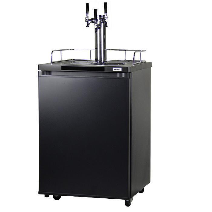 Kegco Home Brew Triple Faucet Draft Beer Dispenser - Black Cabinet with Matte Black Door
