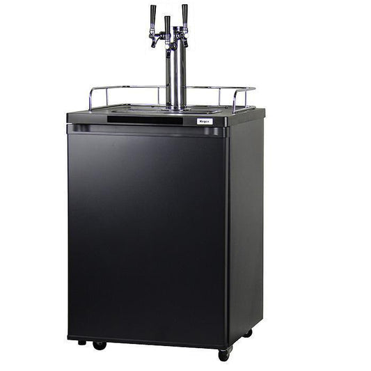 Kegco Home Brew Triple Faucet Draft Beer Dispenser - Black Cabinet with Matte Black Door