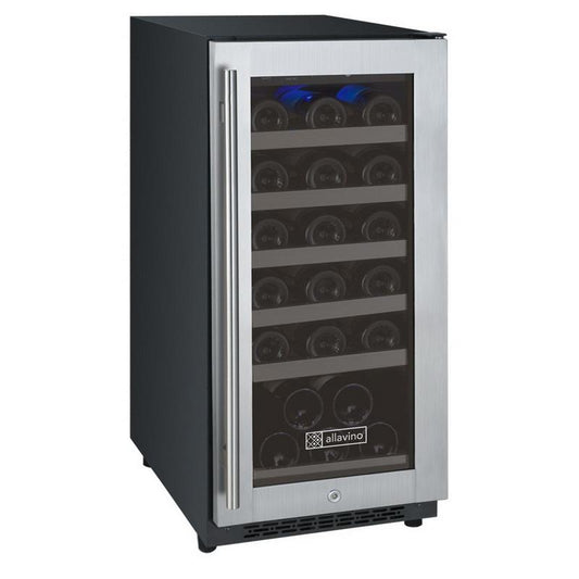 Allavino 30 Bottle Single Zone Stainless Steel Wine Refrigerator