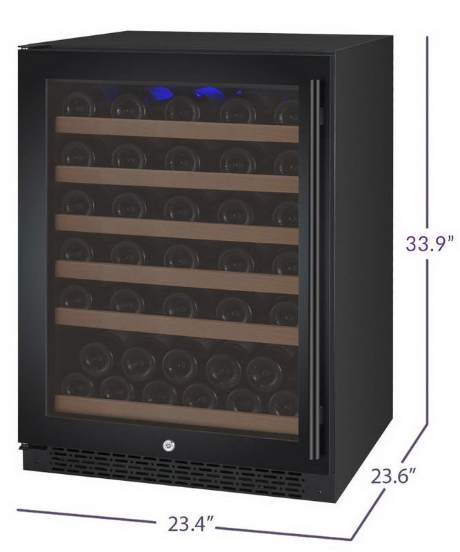 Allavino 56 Bottle Single Zone Black Wine Refrigerator