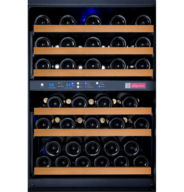 47" Wide FlexCount II Tru-Vino 112 Bottle Four Zone Black Side-by-Side Wine Refrigerator