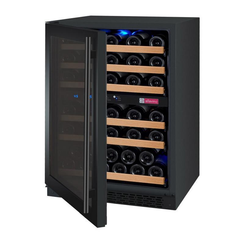 Allavino 56 Bottle Dual Zone Black Wine Refrigerator