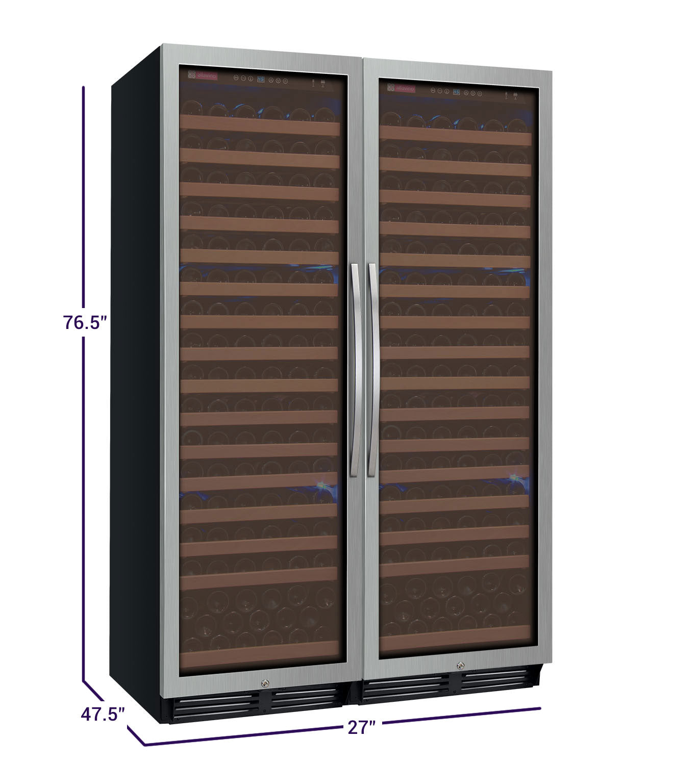 Allavino 48" Wide FlexCount Classic II Tru-Vino 348 Bottle Dual Zone Stainless Steel Side-by-Side Wine Refrigerator