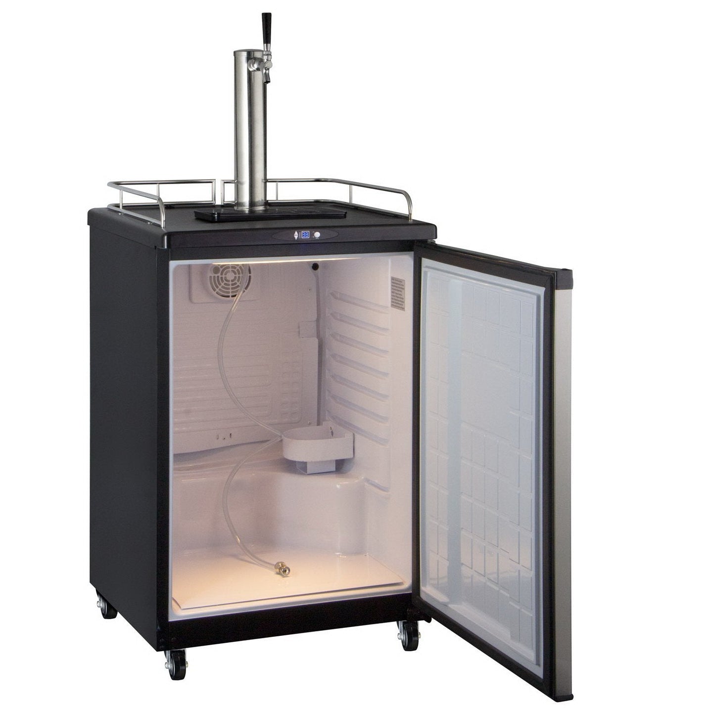 Kegco One Tap Faucet Commercial Grade Kegerator with Digital Temperature Control Black Cabinet with Stainless Steel Door