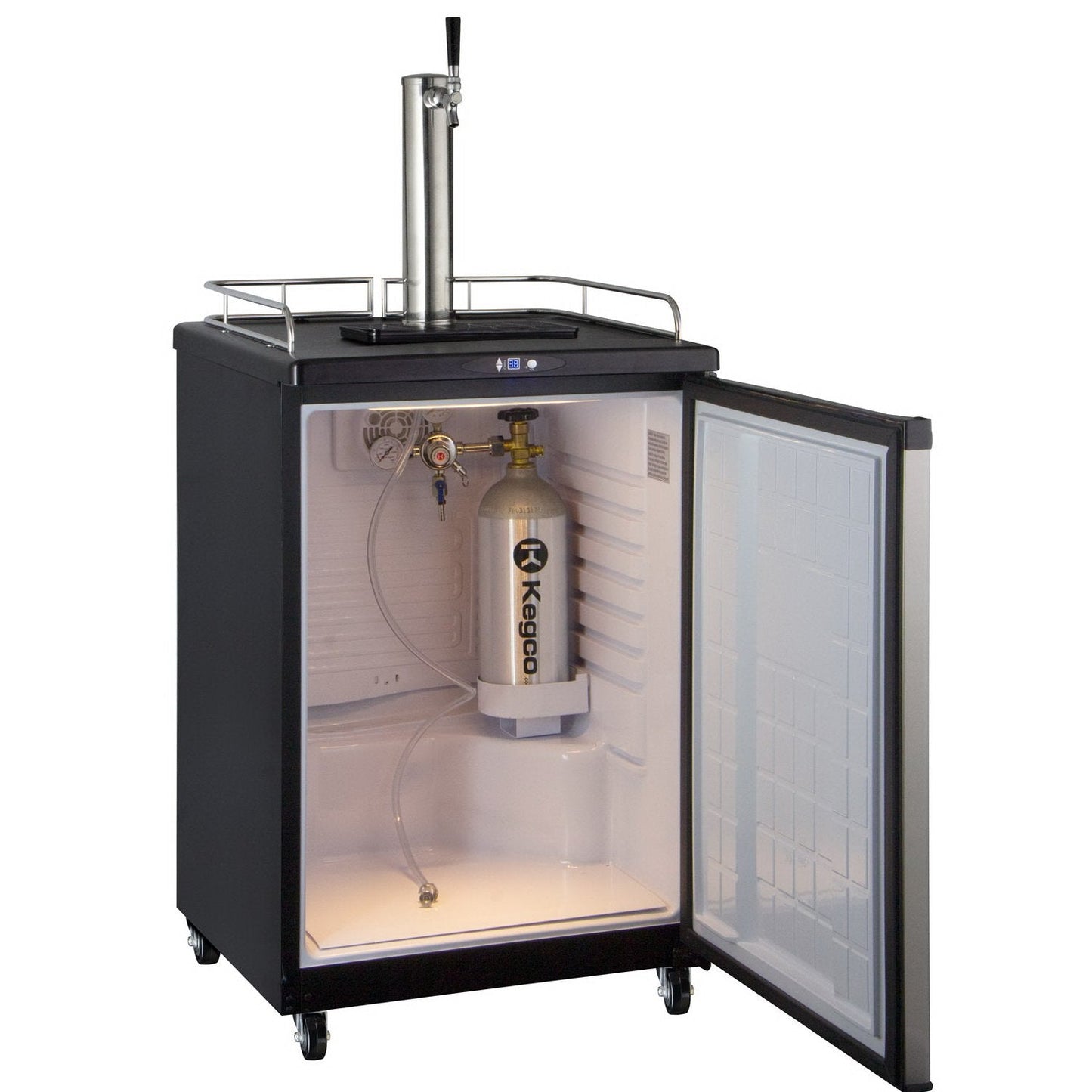 Kegco Commercial Grade Digital Kombucha Dispenser - Black Cabinet with Stainless Steel Door