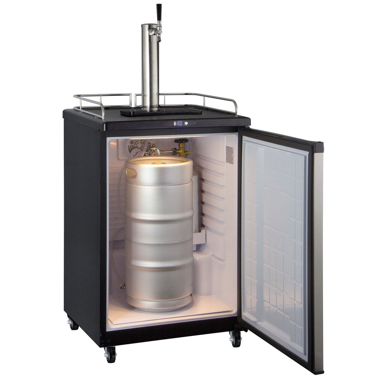 Kegco Commercial Grade Digital Kombucha Dispenser - Black Cabinet with Stainless Steel Door