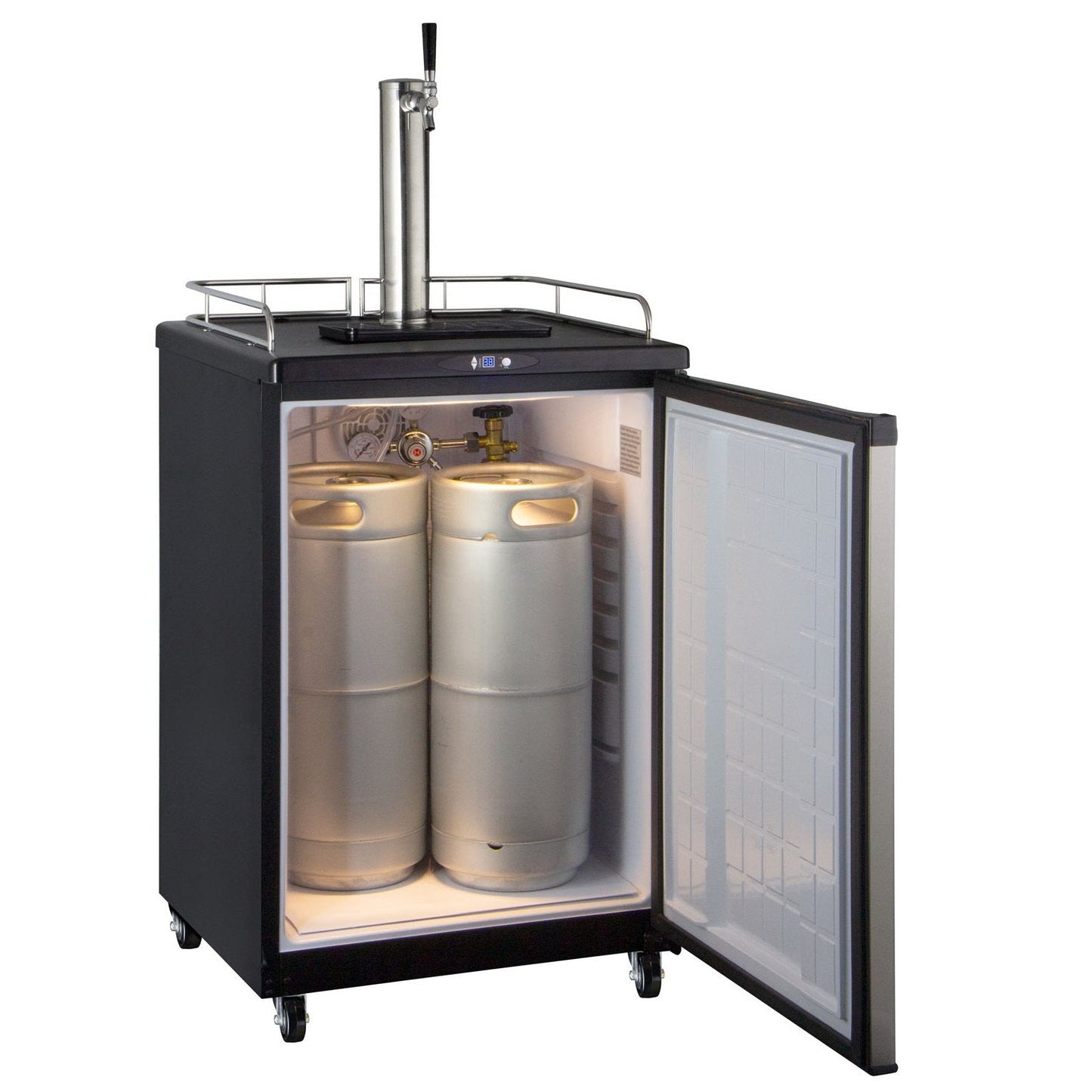 Kegco One Tap Faucet Commercial Grade Kegerator with Digital Temperature Control Black Cabinet with Stainless Steel Door