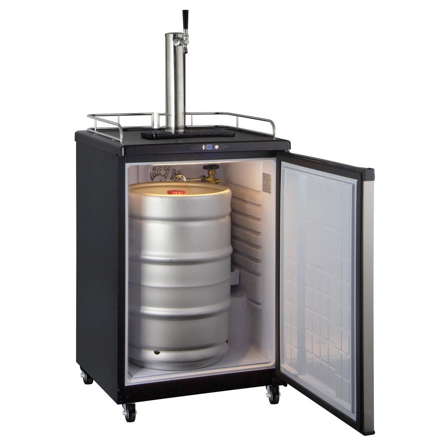 Kegco One Tap Faucet Commercial Grade Kegerator with Digital Temperature Control Black Cabinet with Stainless Steel Door