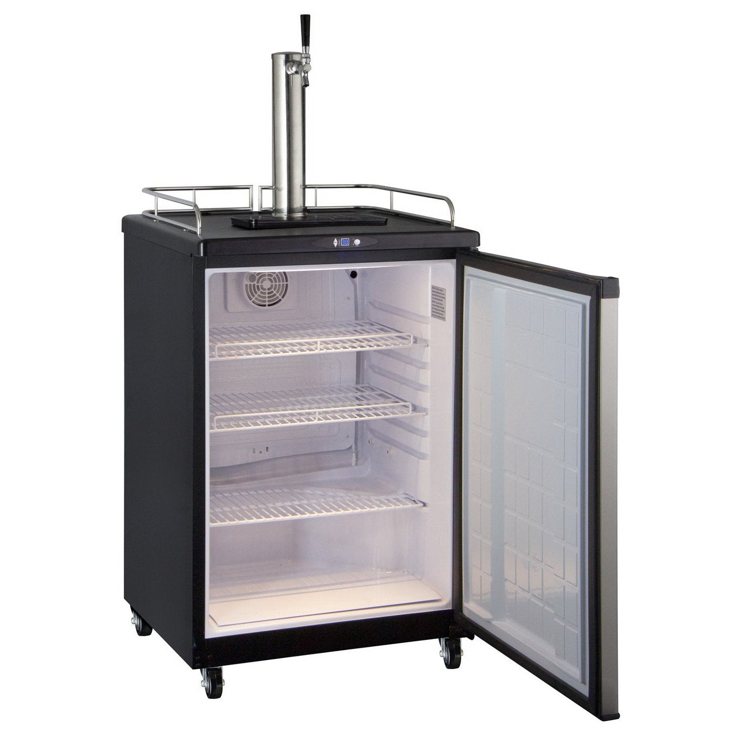 Kegco One Tap Faucet Commercial Grade Kegerator with Digital Temperature Control Black Cabinet with Stainless Steel Door