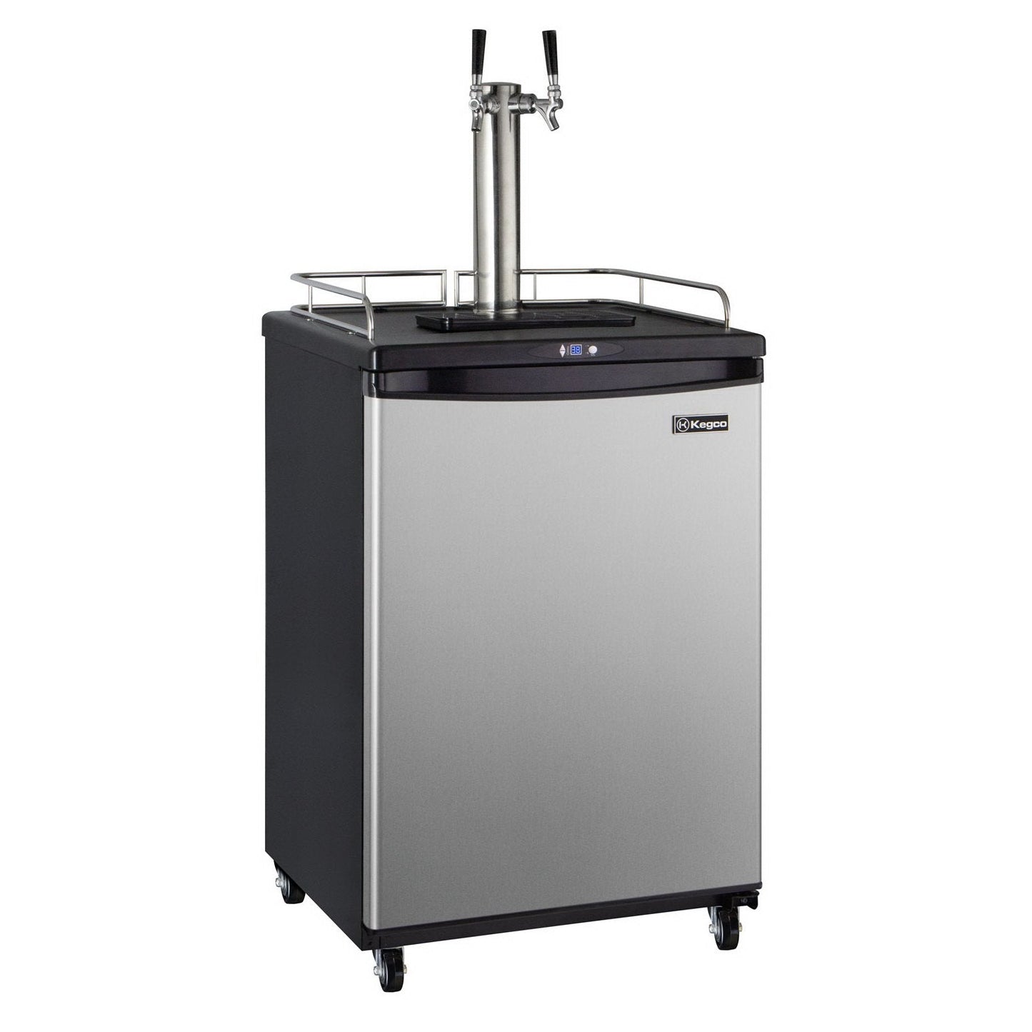 Kegco Dual Tap Faucet Commercial Grade Kegerator with Digital Temperature Control - Stainless Steel Door