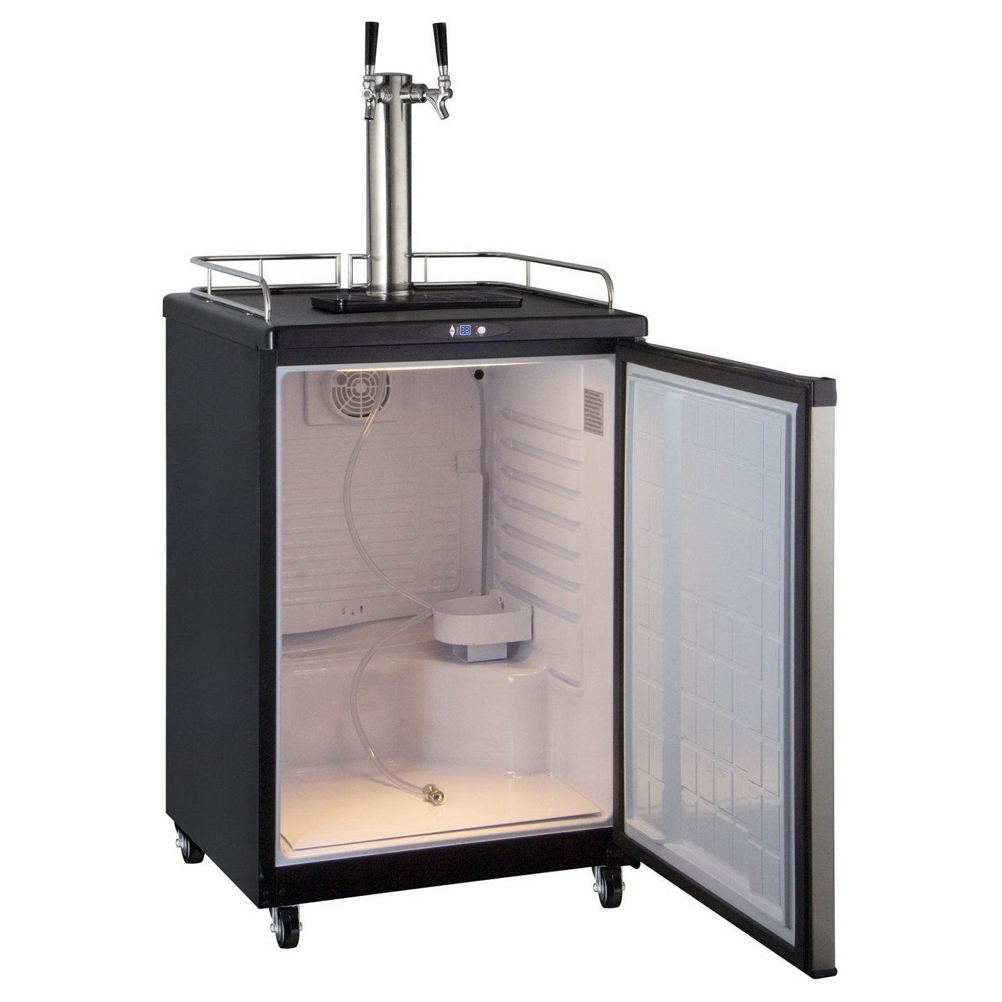 Kegco Dual Tap Faucet Commercial Grade Kegerator with Digital Temperature Control - Stainless Steel Door