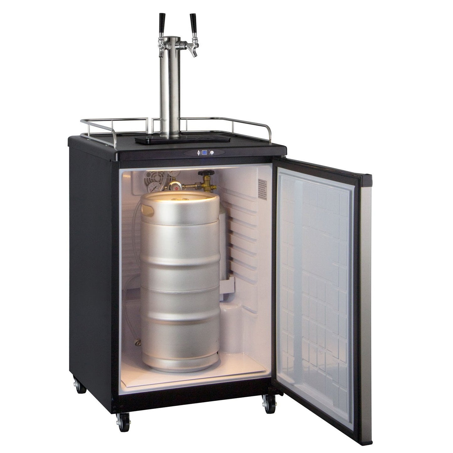 Kegco Dual Tap Faucet Commercial Grade Kegerator with Digital Temperature Control - Stainless Steel Door