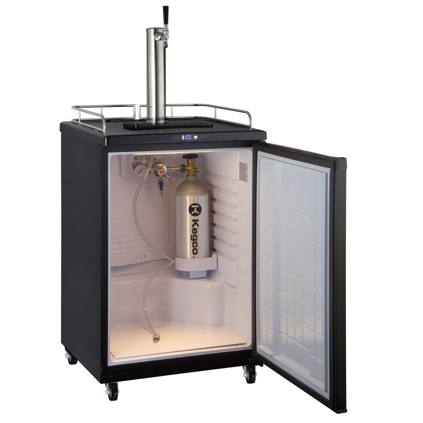 Kegco Single Tap Faucet Full Size Commercial Grade Digital Kegerator - Black Cabinet with Black Door