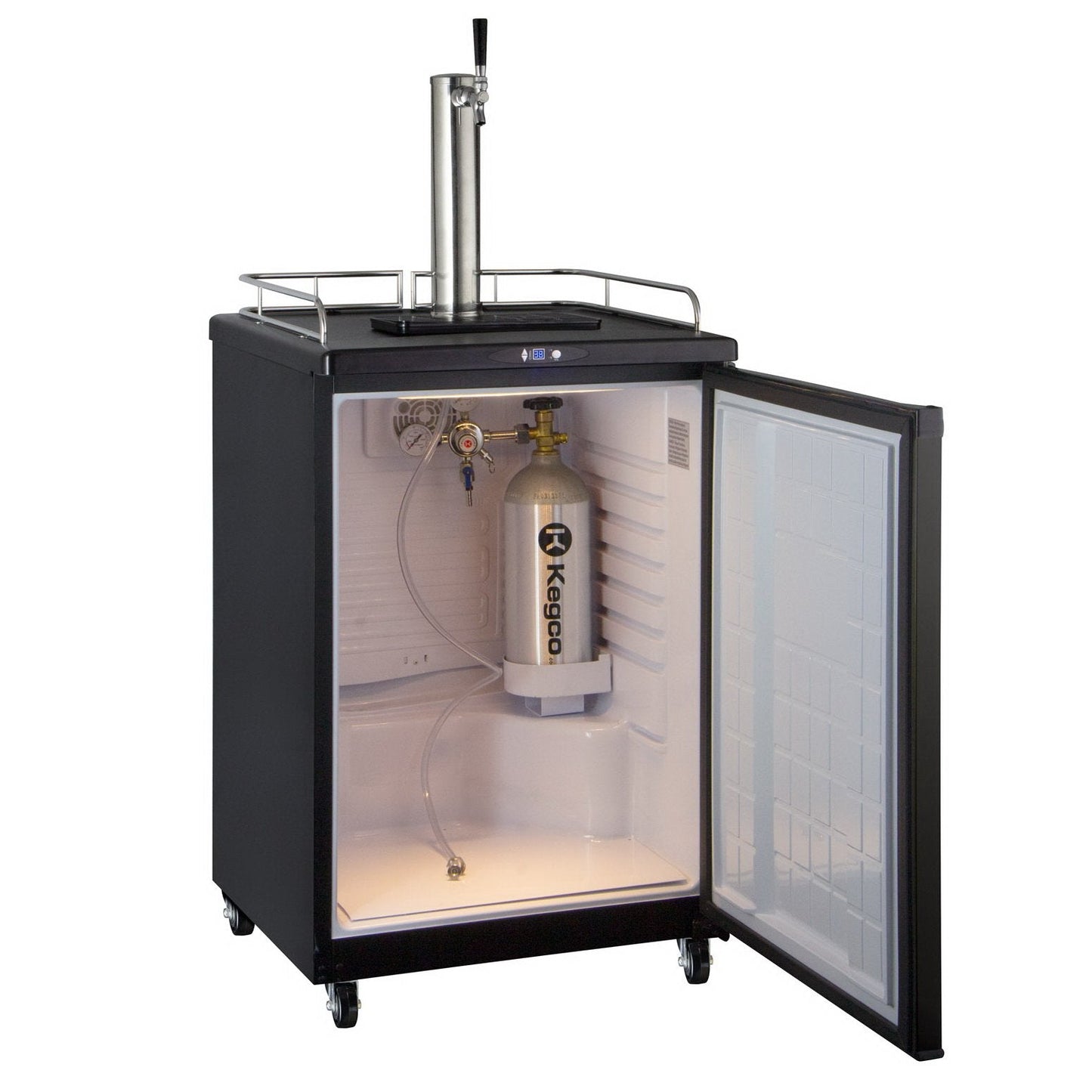 Kegco Single Tap Faucet Full Size Commercial Grade Digital Kegerator - Black Cabinet with Black Door