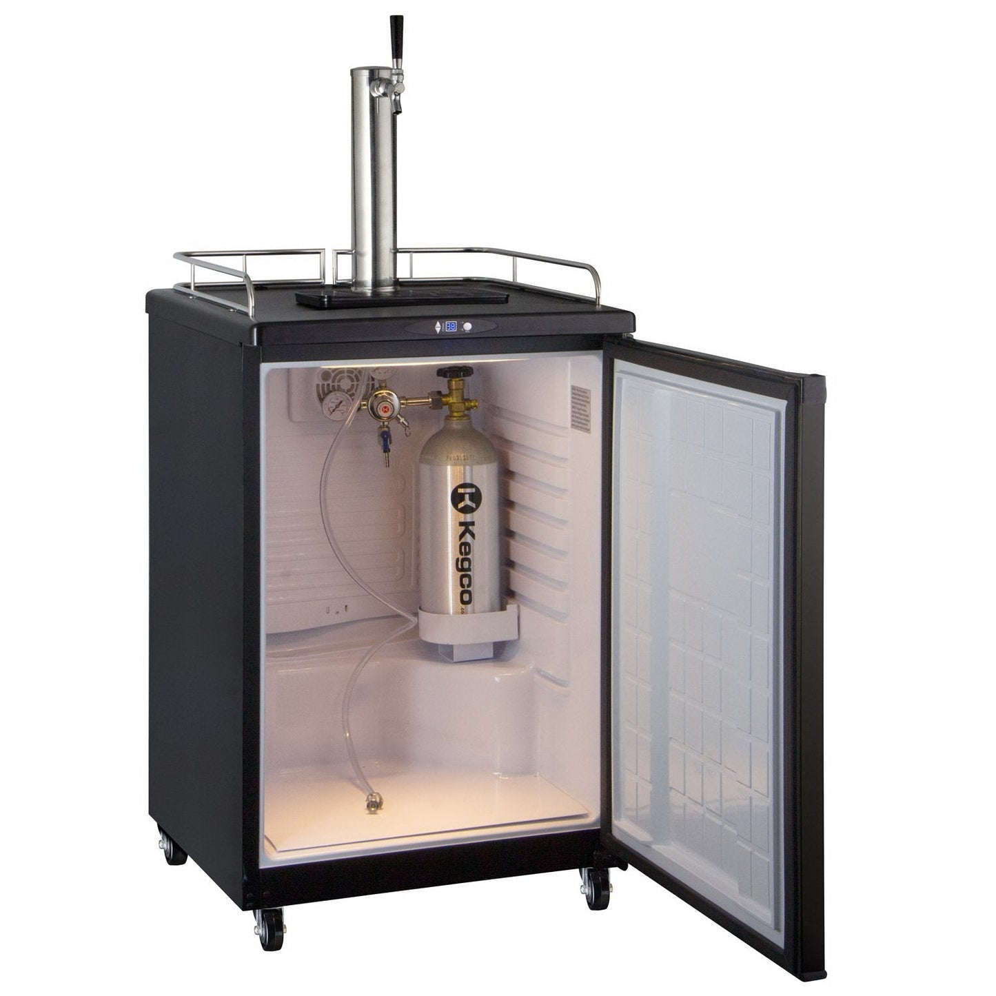 Kegco Full Size Commercial Grade Digital Kombucha Dispenser - Black Cabinet with Black Door