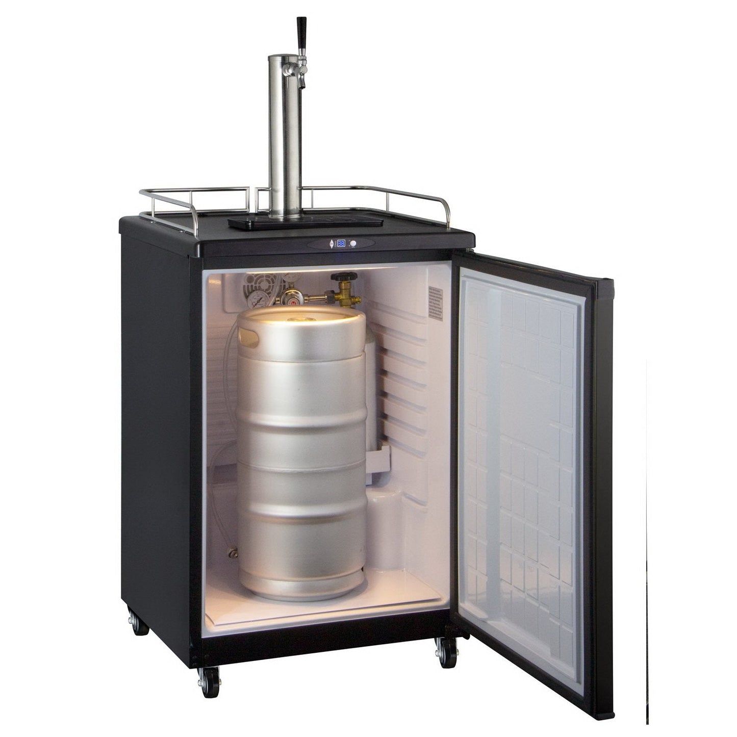 Kegco Single Tap Faucet Full Size Commercial Grade Digital Kegerator - Black Cabinet with Black Door