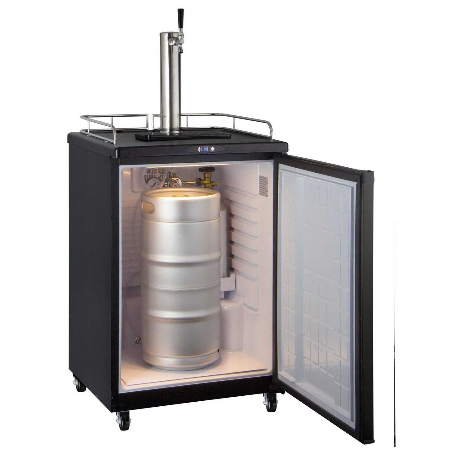 Kegco Single Tap Faucet Full Size Commercial Grade Digital Kegerator - Black Cabinet with Black Door