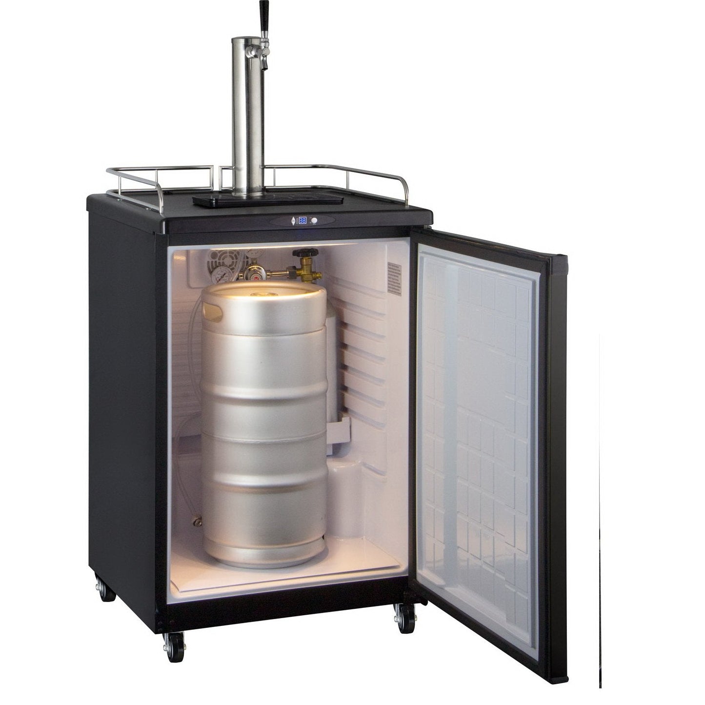 Kegco Full Size Commercial Grade Digital Kombucha Dispenser - Black Cabinet with Black Door