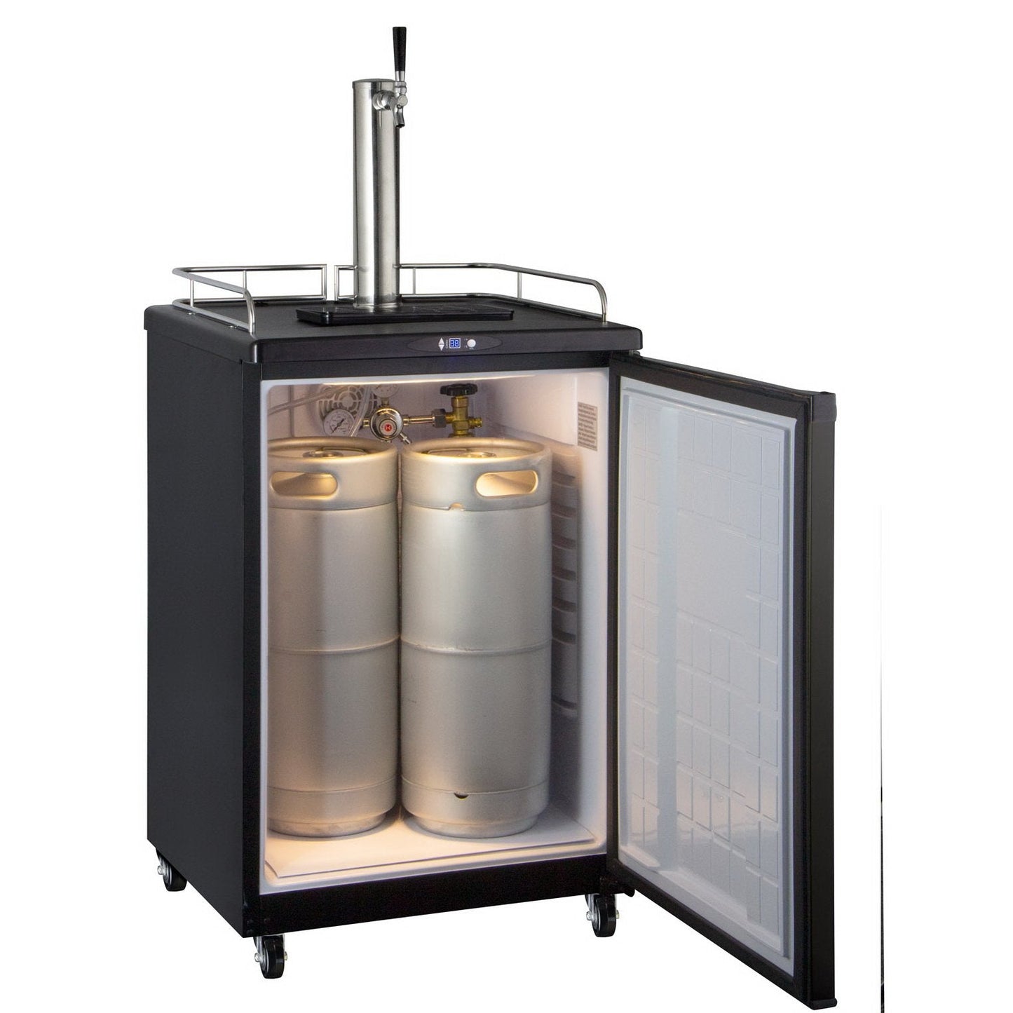 Kegco Full Size Commercial Grade Digital Kombucha Dispenser - Black Cabinet with Black Door