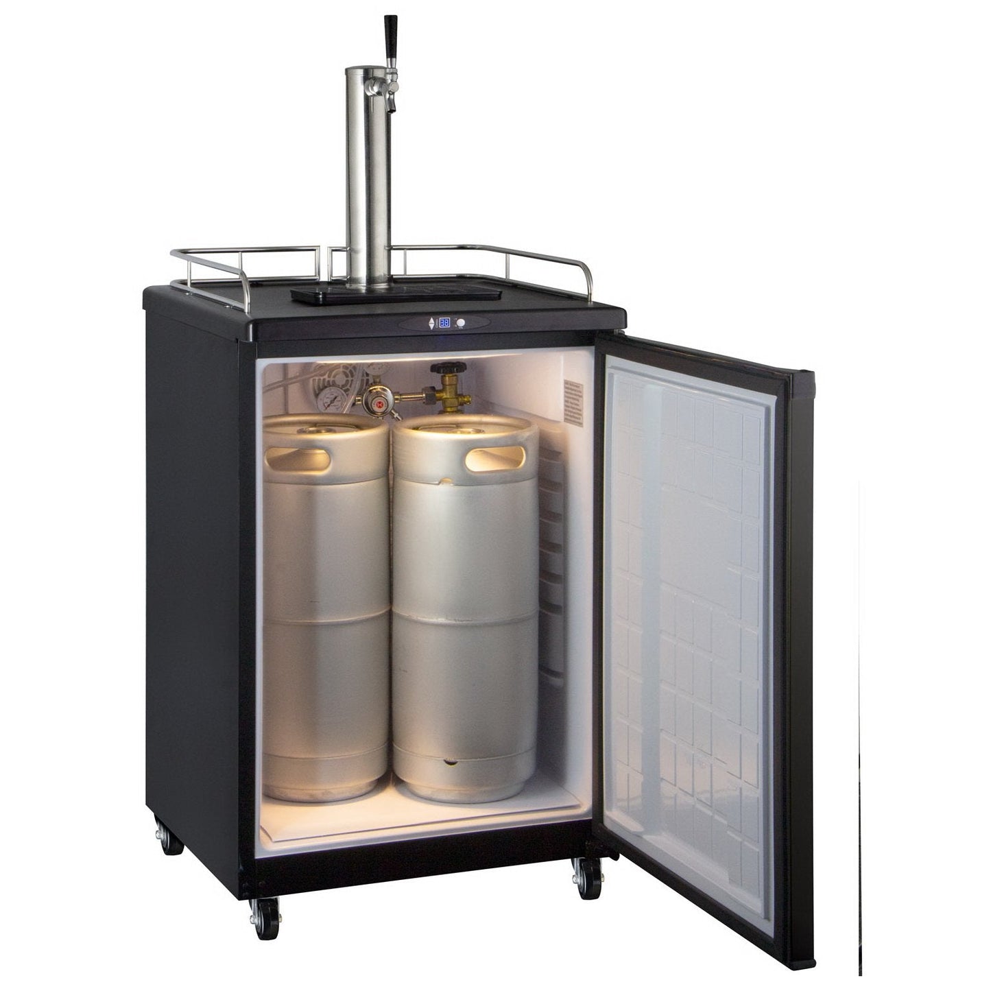 Kegco Single Tap Faucet Full Size Commercial Grade Digital Kegerator - Black Cabinet with Black Door