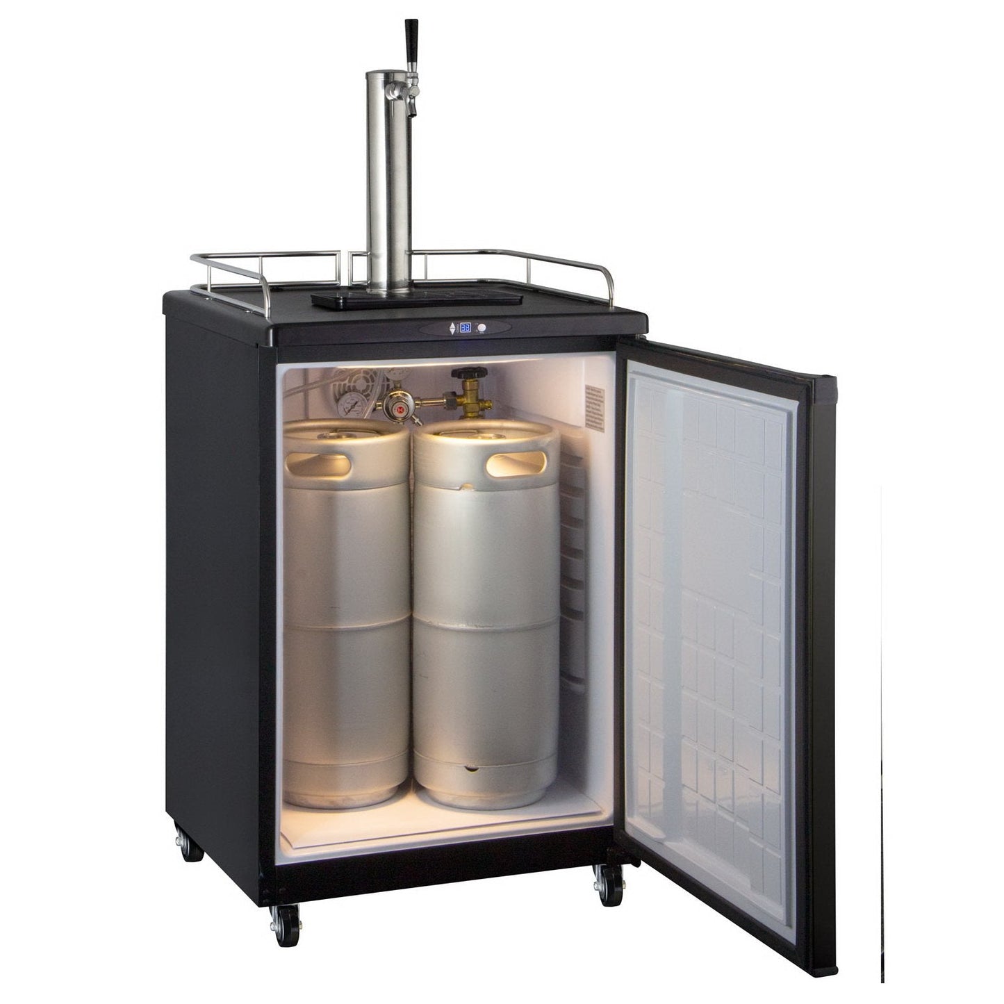 Kegco Single Tap Faucet Full Size Commercial Grade Digital Kegerator - Black Cabinet with Black Door