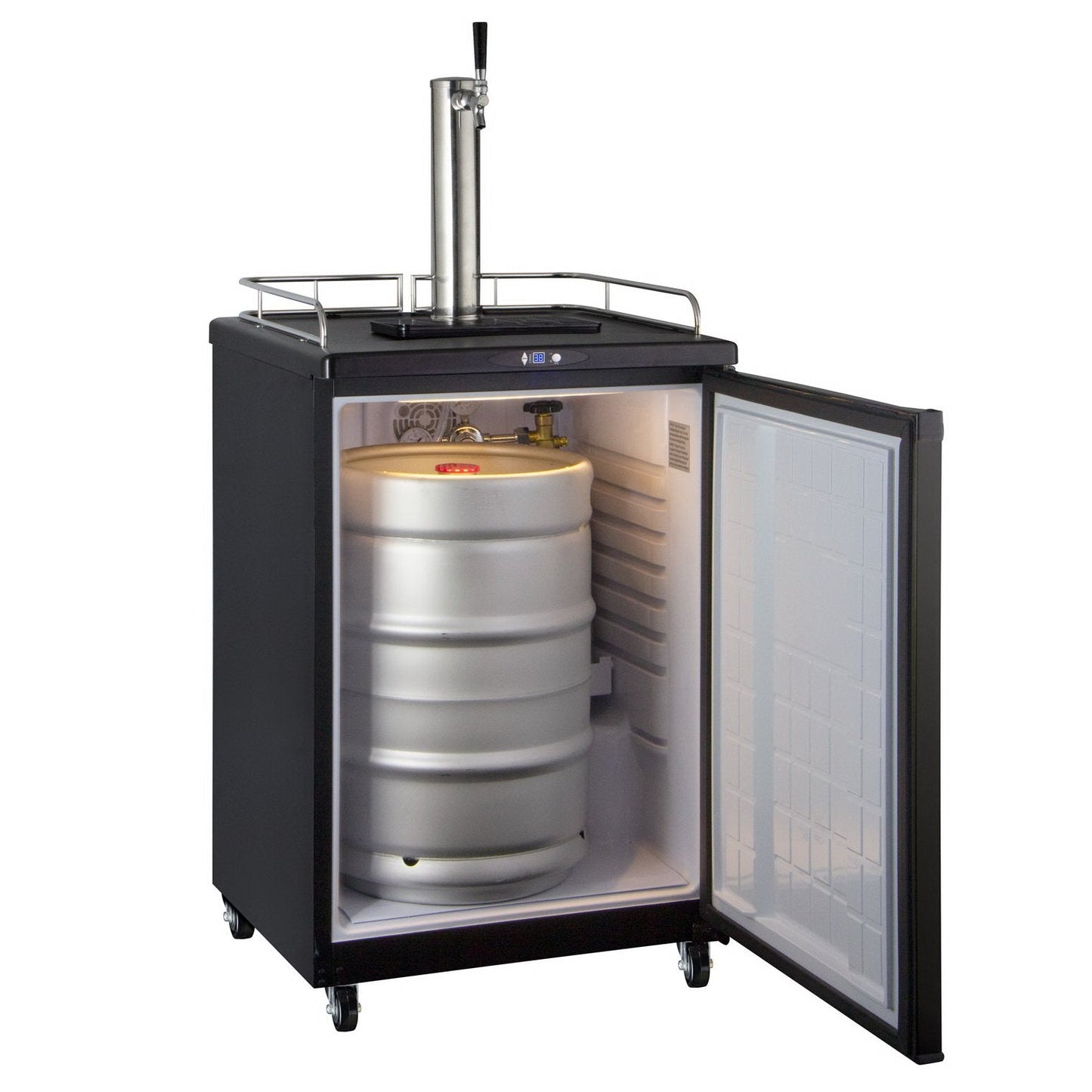 Kegco Single Tap Faucet Full Size Commercial Grade Digital Kegerator - Black Cabinet with Black Door