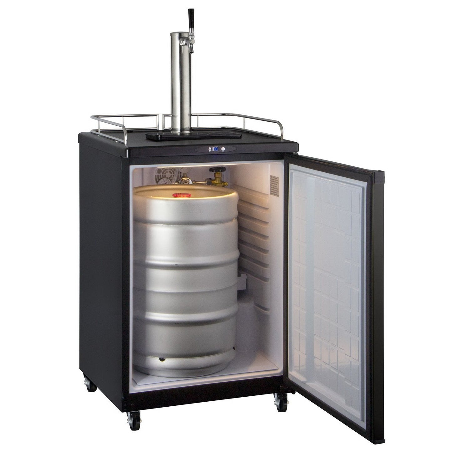 Kegco Single Tap Faucet Full Size Commercial Grade Digital Kegerator - Black Cabinet with Black Door