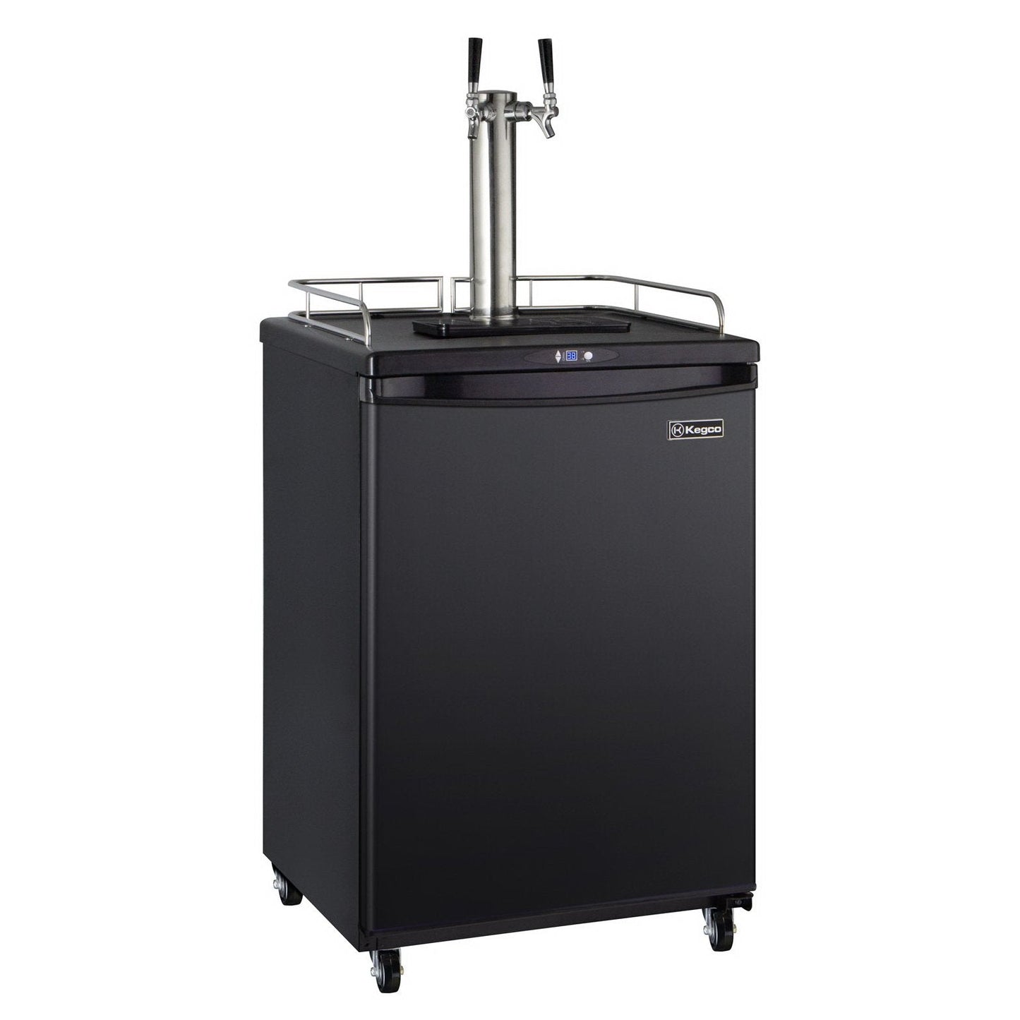 Kegco Dual Faucet Commercial Grade Digital Kombucharator - Black Cabinet with Black Door