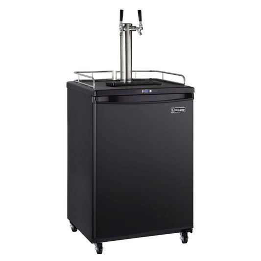 Kegco Dual Faucet Commercial Grade Digital Kombucharator - Black Cabinet with Black Door