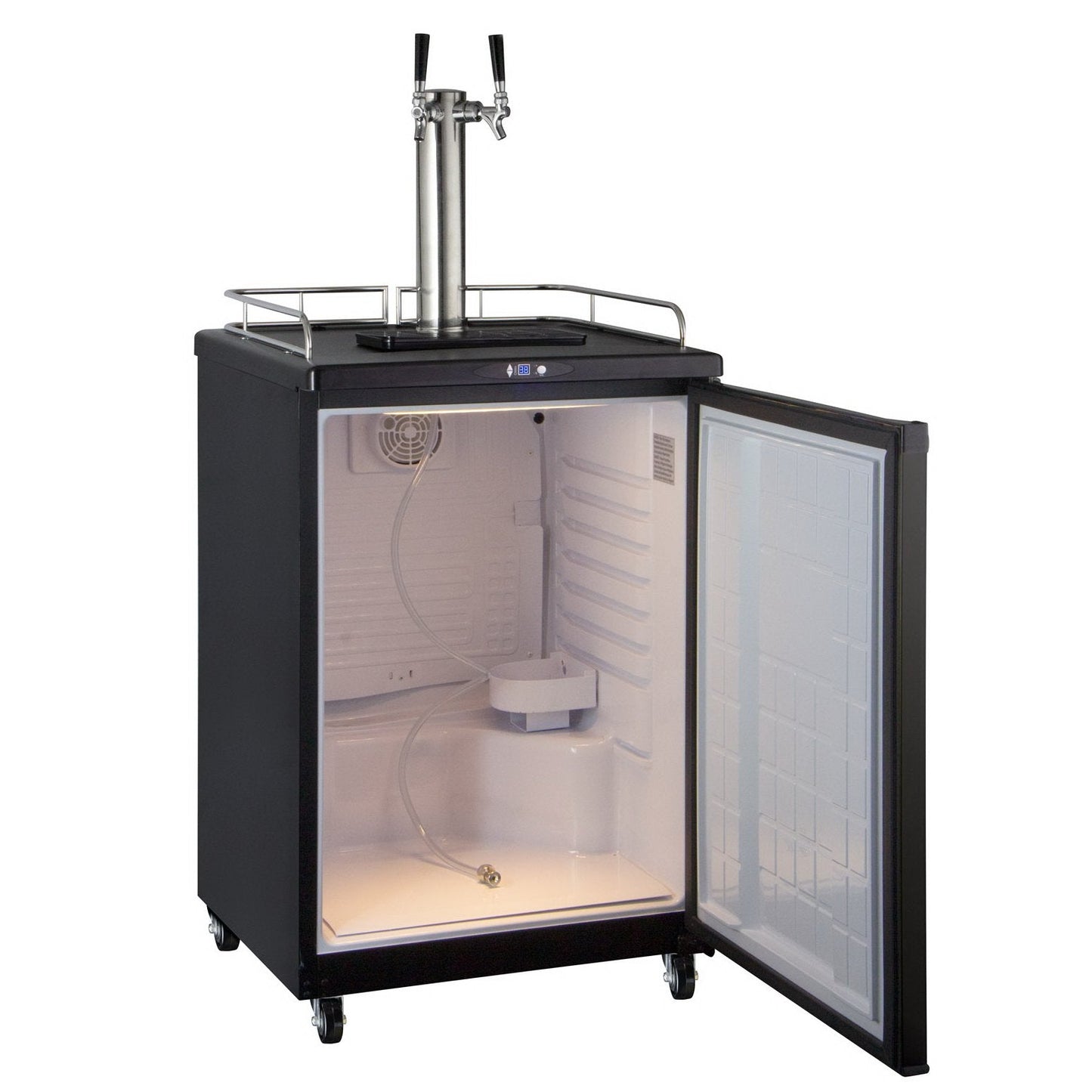 Kegco Two Faucet Commercial Grade Kegerator with Digital Temp Control - Black Cabinet with Black Door