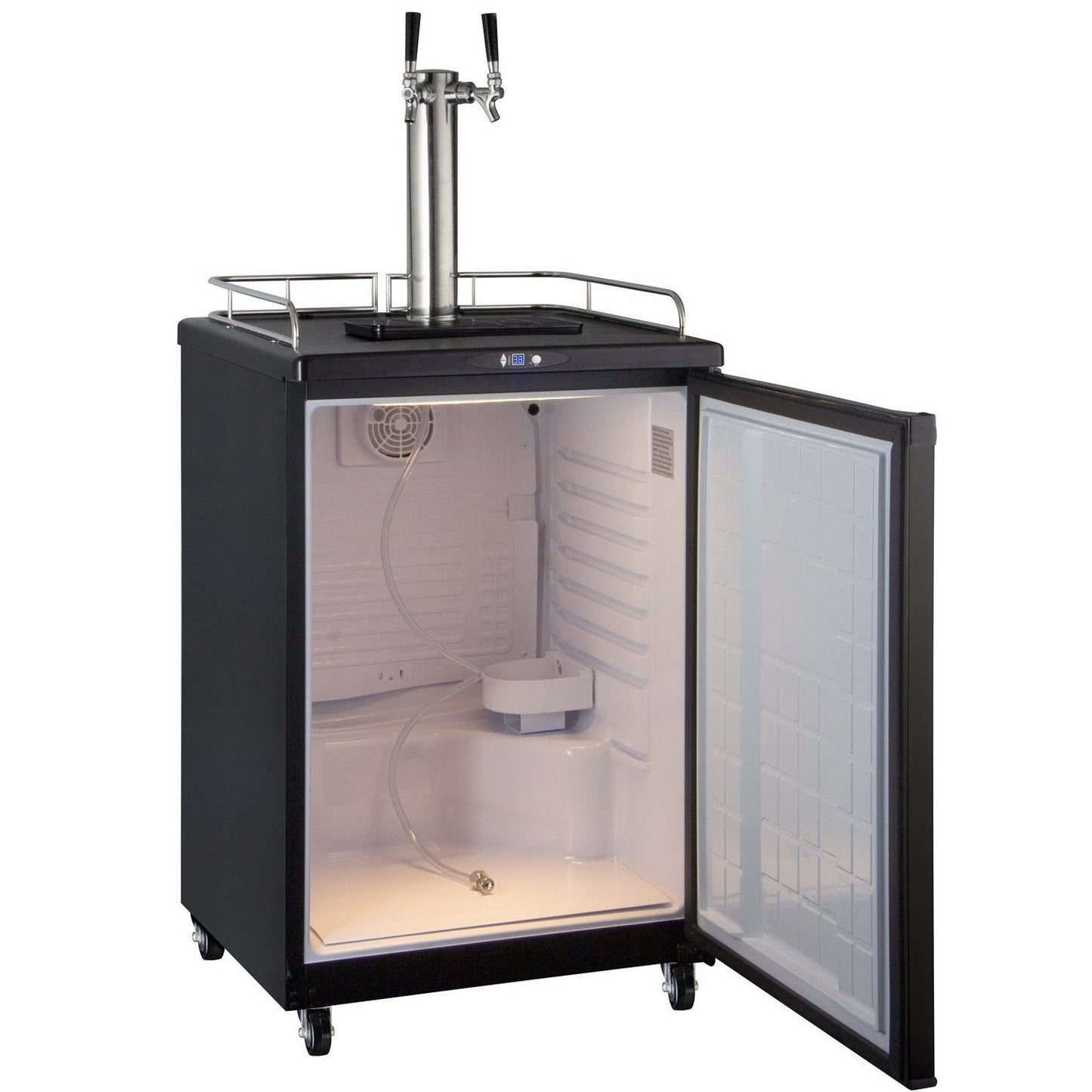 Kegco Dual Faucet Commercial Grade Digital Kombucharator - Black Cabinet with Black Door