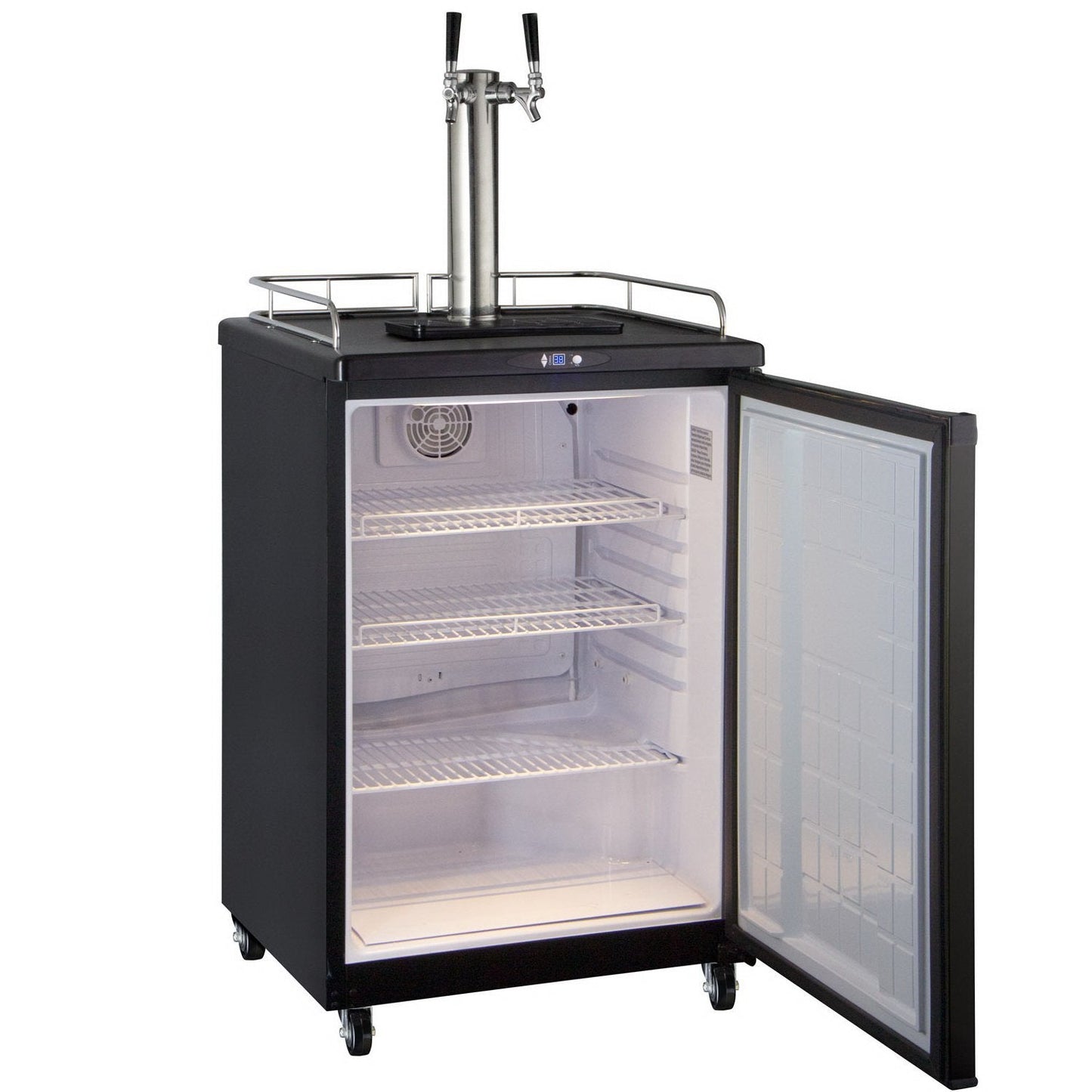 Kegco Dual Faucet Commercial Grade Digital Kombucharator - Black Cabinet with Black Door