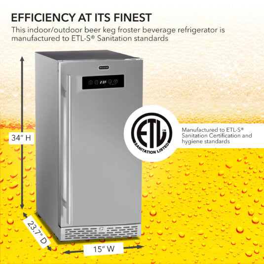 Whynter BEF-286SB Stainless Steel Built-in or Freestanding 2.9 cu. ft. Beer Keg Froster Beverage Refrigerator with Digital Controls