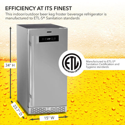 Whynter BEF-286SB Stainless Steel Built-in or Freestanding 2.9 cu. ft. Beer Keg Froster Beverage Refrigerator with Digital Controls