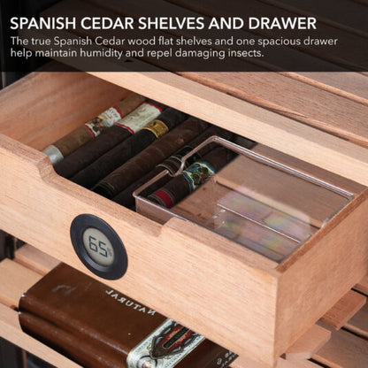 Whynter CHC-123DS 1.2 cu. ft. Stainless Steel Digital Control and Display Cigar Humidor with Spanish Cedar Shelves