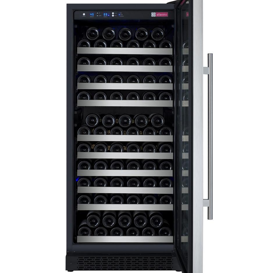 Allavino 128 Bottle Single Zone Stainless Steel Right Hinge Wine Refrigerator