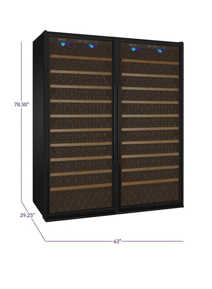 63" Wide Vite II Tru-Vino 554 Bottle Dual Zone Black Side-by-Side Wine Refrigerator