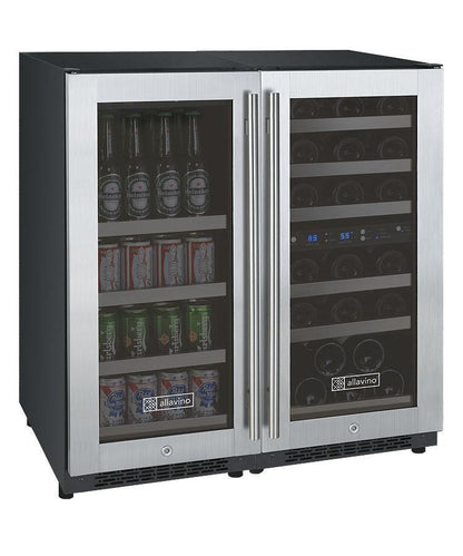 Allavino Bottle/88 Can Dual Zone Stainless Steel Wine Refrigerator/Beverage Center