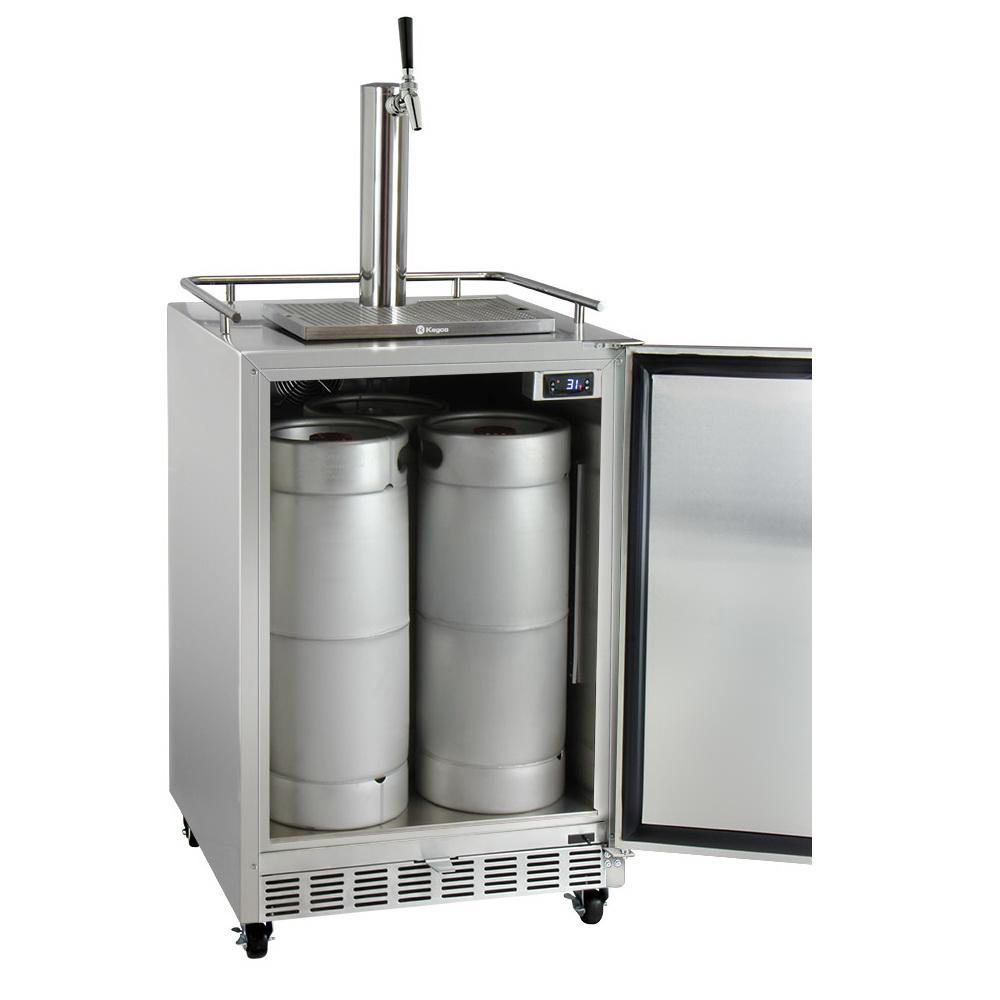 Kegco Full Size Digital Commercial Outdoor Kegerator with X-CLUSIVE Premium Direct Draw Kit - Right Hinge