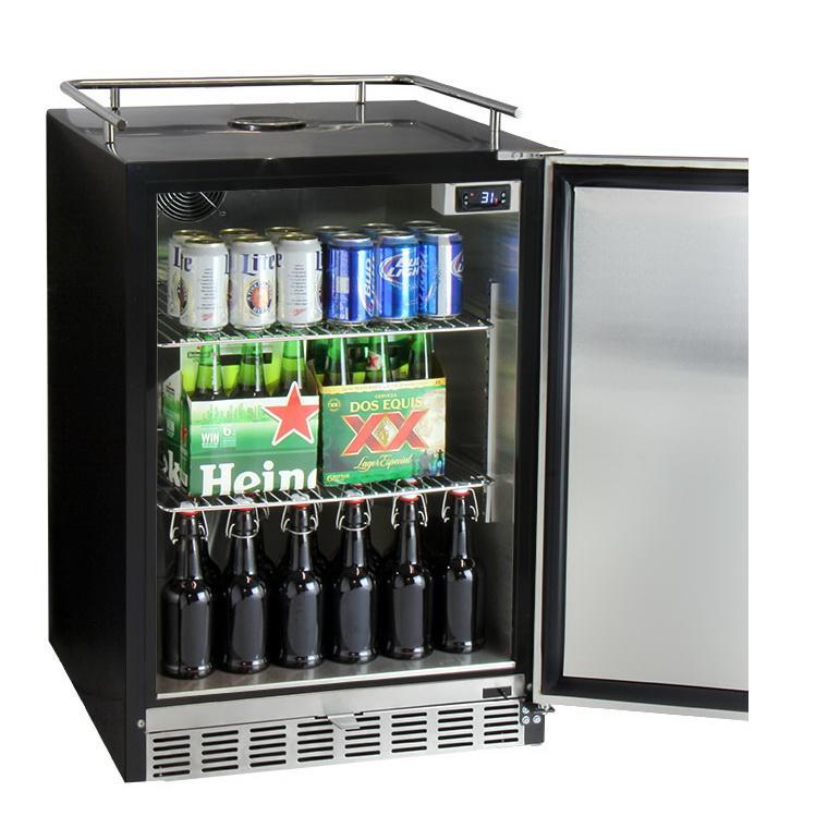 Kegco Single Tap Undercounter Kegerator with X-CLUSIVE Premium Direct Draw Kit - Right Hinge