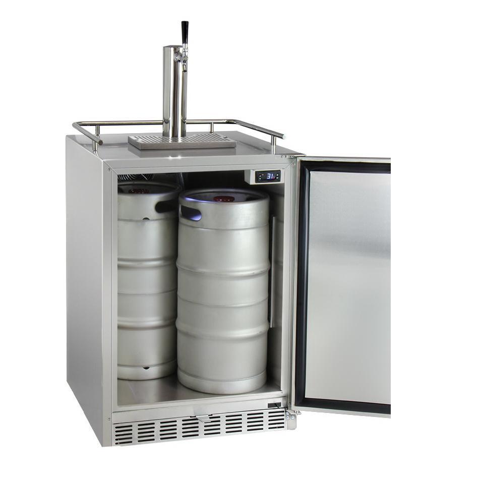 Kegco Full Size Digital Outdoor Undercounter Kegerator with X-CLUSIVE Premium Direct Draw Kit - Left Hinge