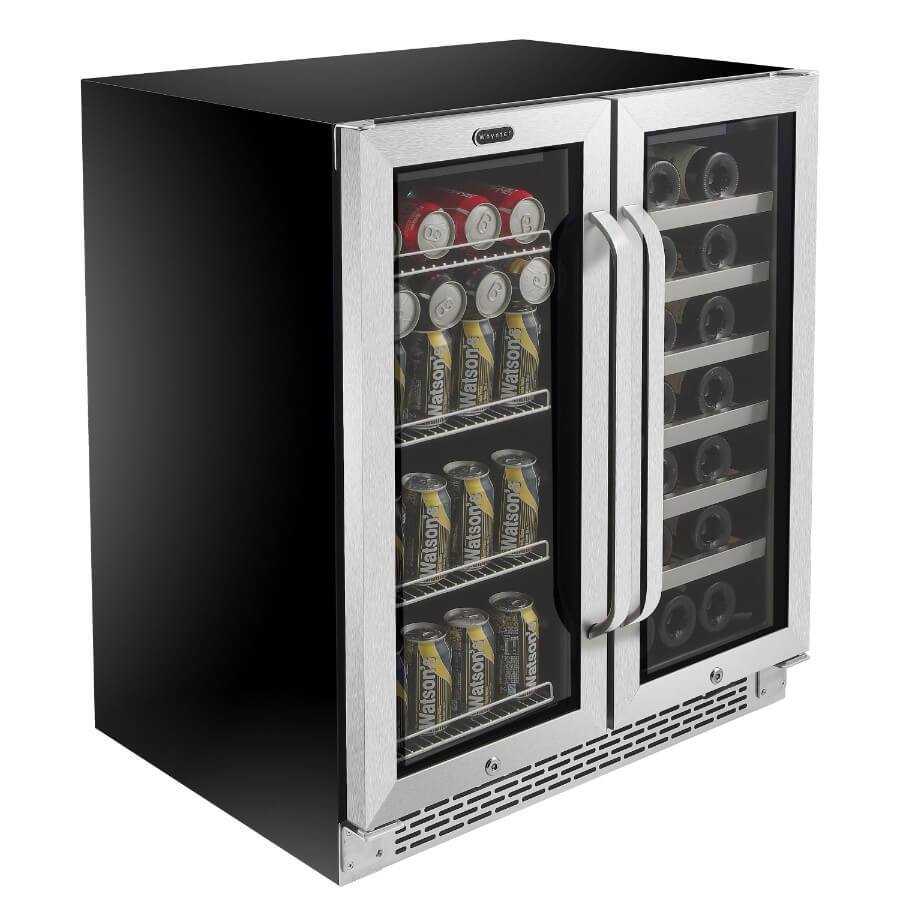 Whynter 30″ Built-In French Door Dual Zone 33 Bottle Wine Refrigerator 88 Can Beverage Center BWB-3388FDS