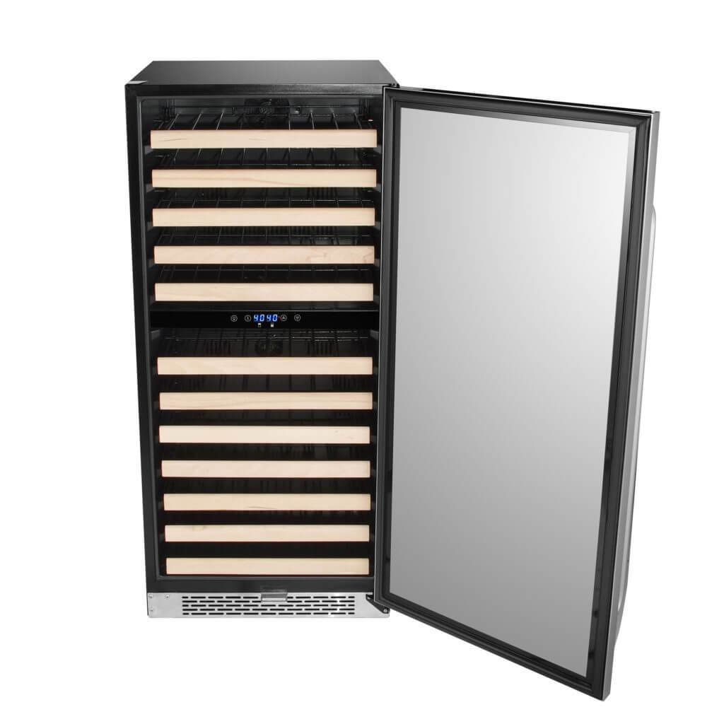 Whynter 92 Bottle Built-in Stainless Steel Dual Zone Compressor Wine Refrigerator with Display Rack and LED display