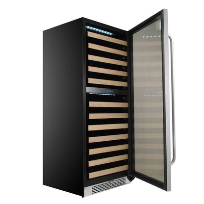 Whynter 92 Bottle Built-in Stainless Steel Dual Zone Compressor Wine Refrigerator with Display Rack and LED display