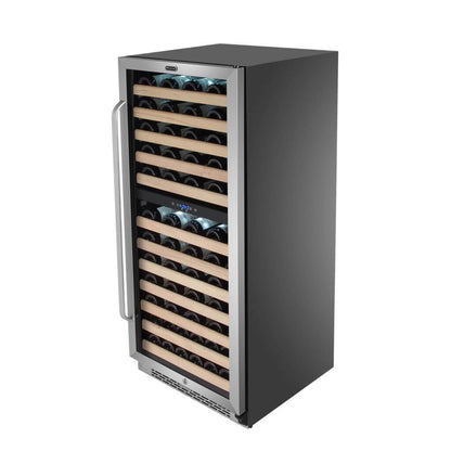 Whynter 92 Bottle Built-in Stainless Steel Dual Zone Compressor Wine Refrigerator with Display Rack and LED display