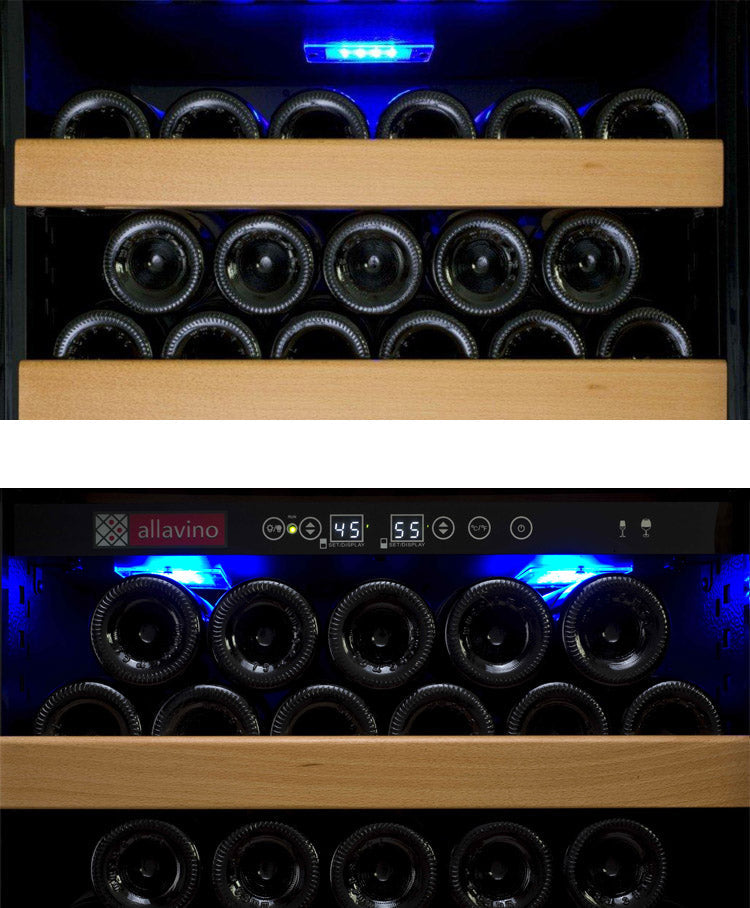 63" Wide Vite II Tru-Vino 554 Bottle Dual Zone Black Side-by-Side Wine Refrigerator