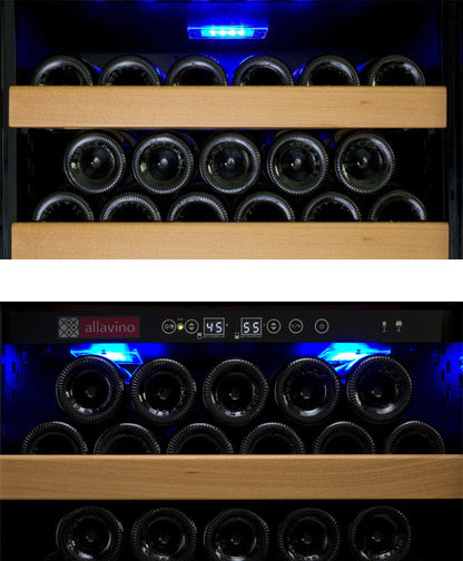 63" Wide Vite II Tru-Vino 554 Bottle Dual Zone Black Side-by-Side Wine Refrigerator