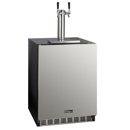 Kegco Dual Tap ADA Undercounter Kegerator with X-CLUSIVE Premium Direct Draw Kit - Left Hinge