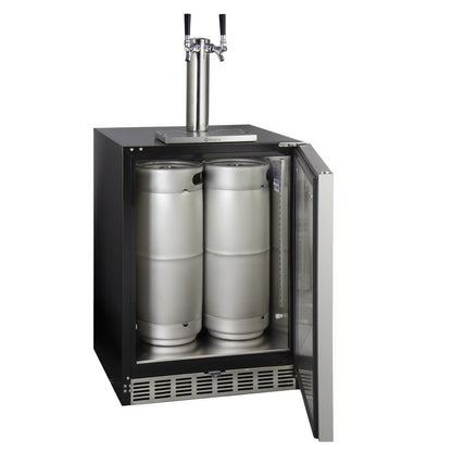 Kegco Dual Tap ADA Undercounter Kegerator with X-CLUSIVE Premium Direct Draw Kit - Left Hinge